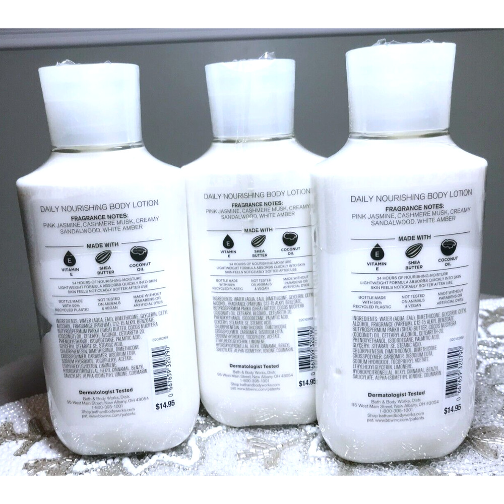 Bath & Body Works PINK CASHMERE 8 oz Daily Nourishing Body Lotion (x3) Jasmine - Picture 4 of 4